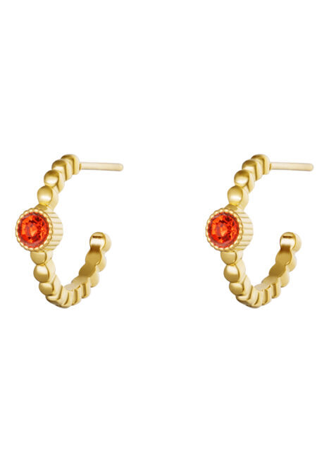 Σκουλαρίκια Diamond Girl σε χρυσό χρώμα με πορτοκαλί ζιργκόν από ατσάλι