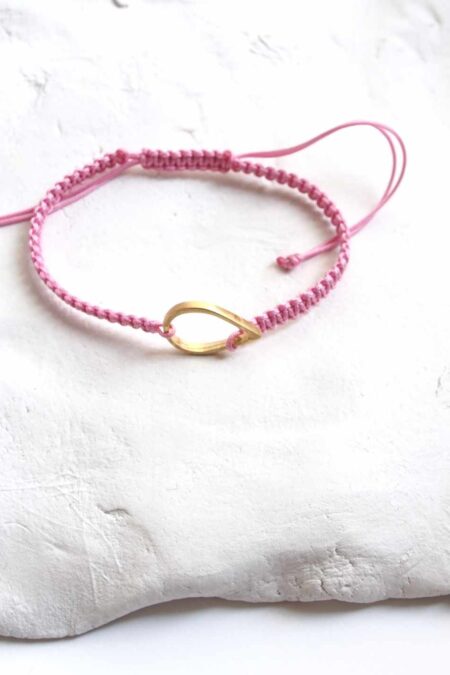 Χειροποίητο βραχιόλι με δάκρυ 1,5cm από επιχρυσωμένο ασήμι 925 σε ροζ