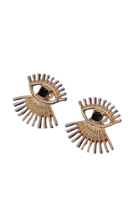 Σκουλαρίκια ear jacket evil eye μεταλλικά σε χρυσό χρώμα