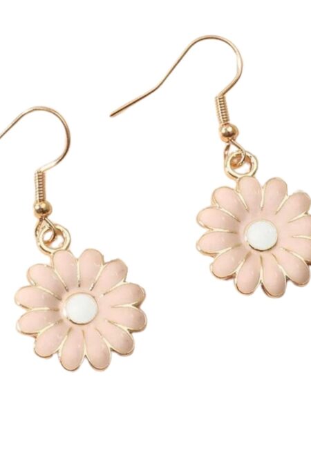 Μεταλλικά σκουλαρίκια pink drop daisy