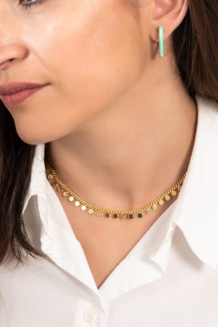 Σκουλαρίκια κουμπωτά δύο όψεων με με βεραμαν σμάλτο και στρας από ατσάλι