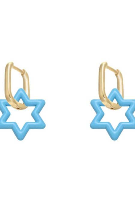 Ατσάλινα Σκουλαρίκια Margo σε χρυσό και γαλάζιο χρώμα