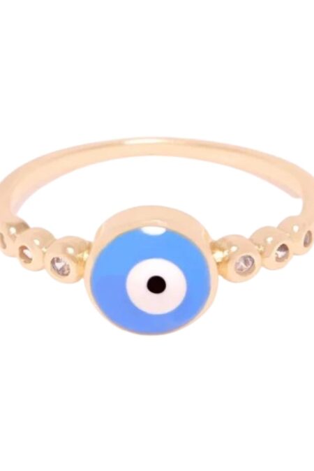 Δαχτυλίδι evil eye σε χρυσό χρώμα και σμάλτο