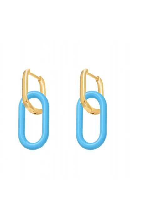 Ατσάλινα Σκουλαρίκια Lolita σε χρυσό και γαλάζιο χρώμα