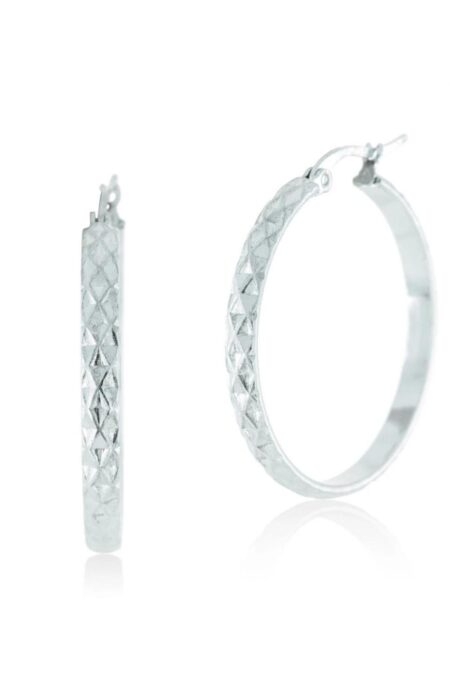 Ατσάλινα σκουλαρίκια κρίκοι σε ασημί χρώμα διαμέτρου 4cm