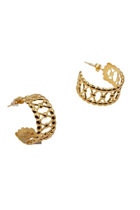 Ατσάλινα σκουλαρίκια κρίκοι σε χρυσό χρώμα διαμέτρου 2.5cm