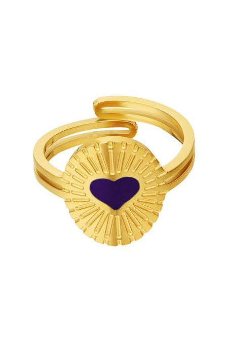 Δαχτυλίδι heart in a circle σε χρυσό χρώμα  προσαρμόσιμο από ατσάλι One size