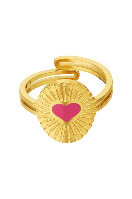 Δαχτυλίδι heart in a circle σε χρυσό χρώμα  προσαρμόσιμο από ατσάλι One size