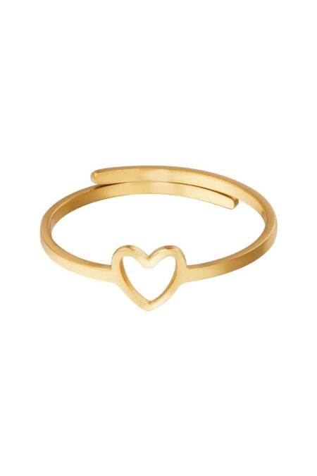 Δαχτυλίδι open heart σε χρυσό χρώμα  προσαρμόσιμο από ατσάλι One size
