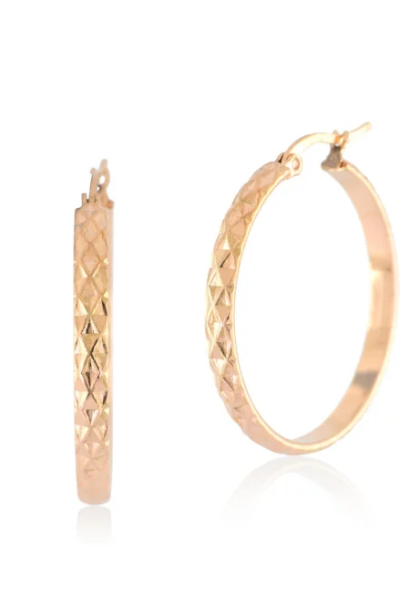 Ατσάλινα σκουλαρίκια κρίκοι σε ροζ χρυσό χρώμα διαμέτρου 4cm