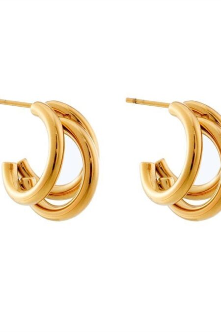 Σκουλαρίκια κρίκοι σε χρυσό χρώμα διαμέτρου 2cm από ορύχαλκο