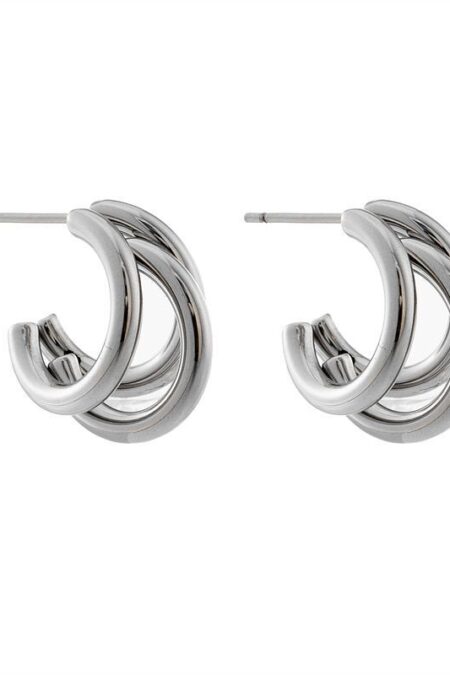 Σκουλαρίκια κρίκοι σε ασημί χρώμα διαμέτρου 2cm από ορύχαλκο