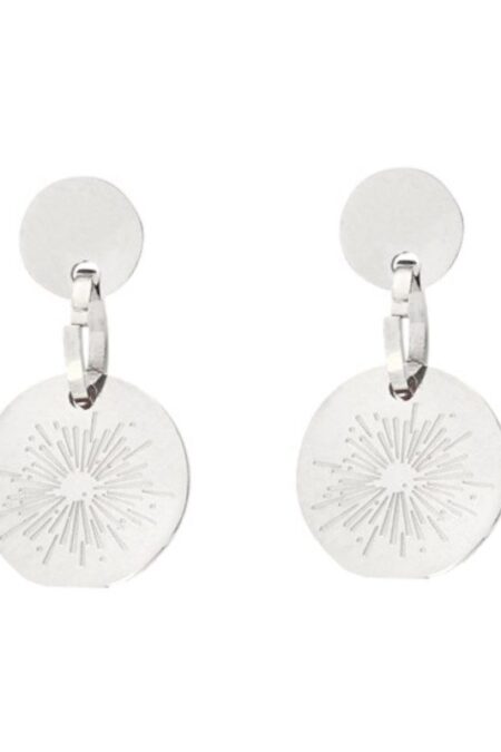 Ατσάλινα σκουλαρίκια Shine σε ασημί χρώμα μεσαίου μεγέθους  4cm