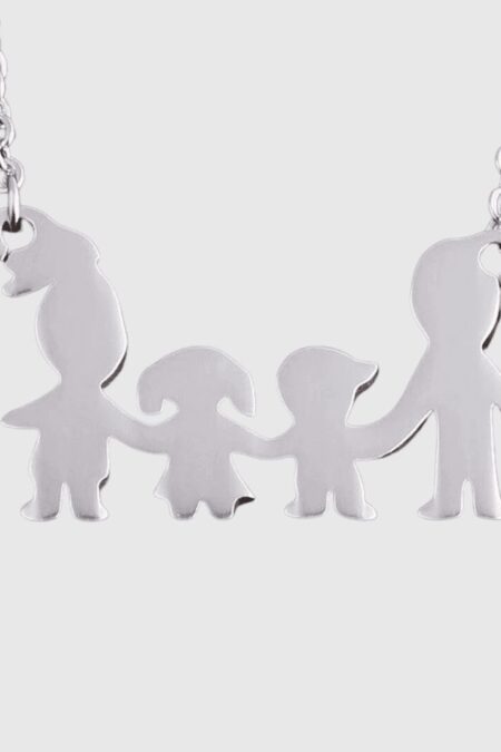 Ατσάλινη αλυσίδα Family of 4 σε ασημί χρώμα μήκους 52cm