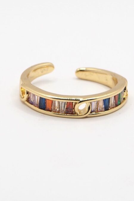 Δαχτυλίδι Maya σε χρυσό χρώμα  προσαρμόσιμο από ορύχαλκο και πολύχρωμα κρυσταλλάκια One size