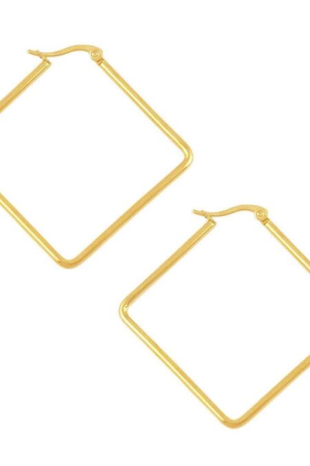 Χρυσά σκουλαρίκια square wire από ατσάλι 4cm