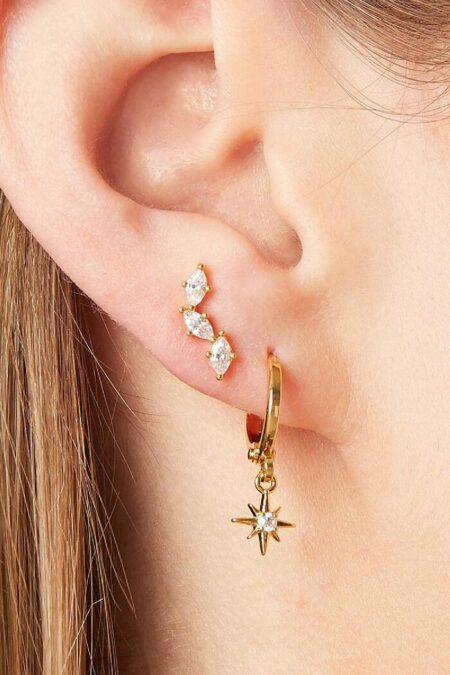 Piercing Diamond Leaves Gold από ορύχαλκο  (1 τεμάχιο)