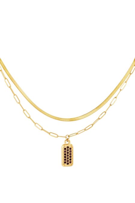 Stainless steel double Κολιέ with charm Gold