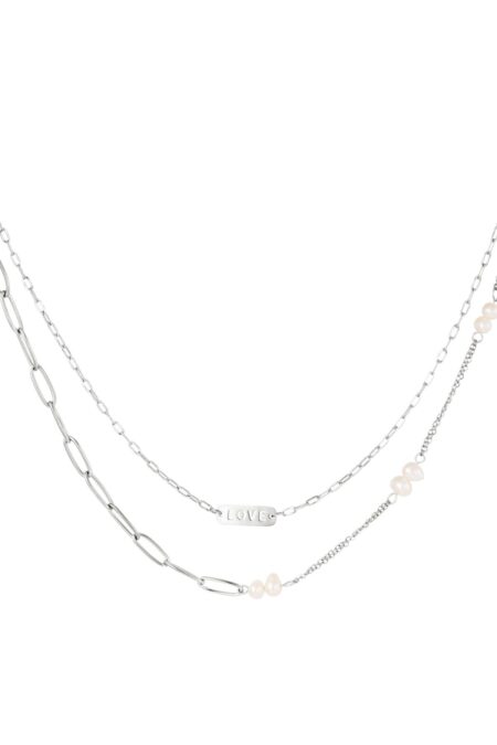 Stainless steel Κολιέ Love Silver
