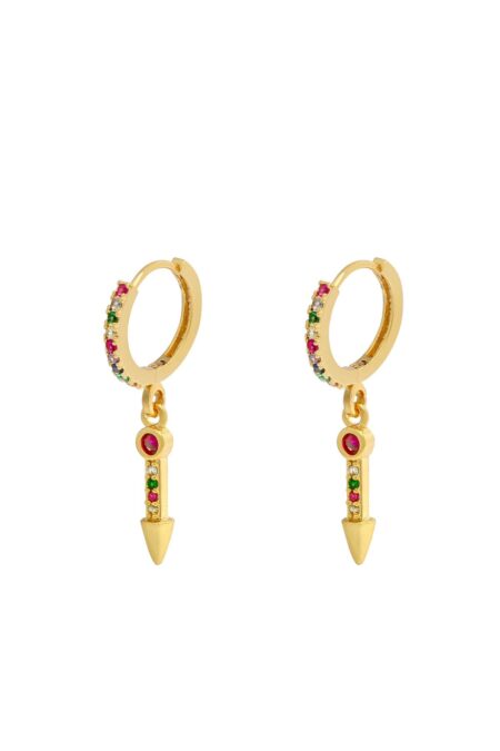 Earrings Arrow Rhinestones Multi από ορύχαλκο