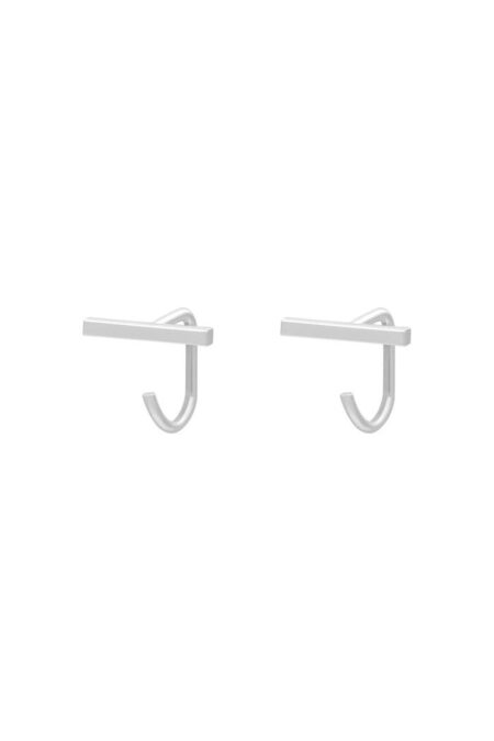 Earrings Huggies Bar Silver από ορύχαλκο