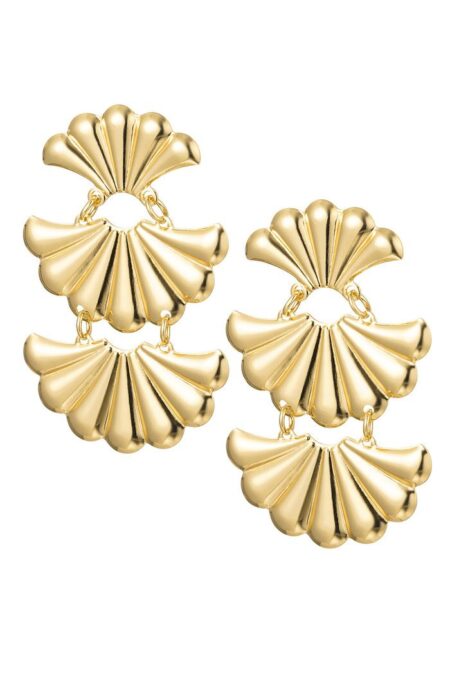Earrings statement 3 shell - gold