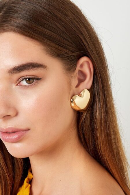 Earrings big heart - gold