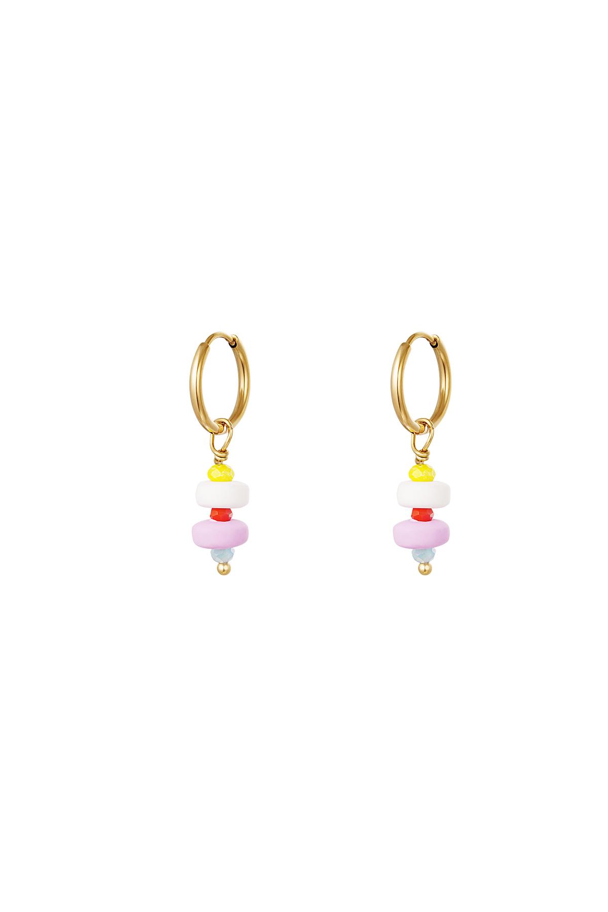 Colourful beads earrings White gold Stainless Steel White gold