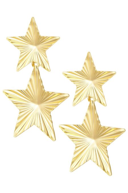 Earrings 2 stars with print - gold