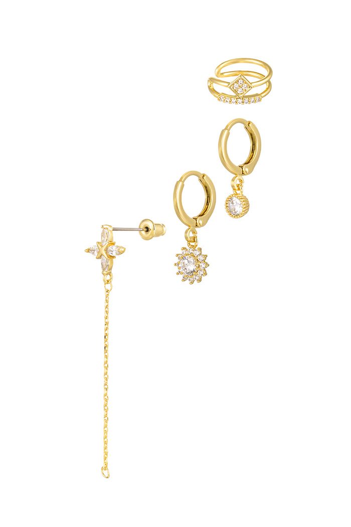 Ear party zircon - gold Copper (σετ των 4 τεμαχίων)