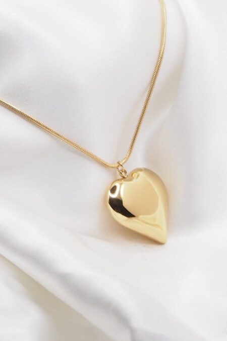 Ατσάλινο κολιέ My heart σε χρυσό χρωμα