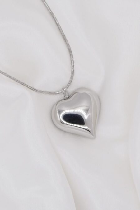 Ατσάλινο κολιέ My heart σε ασημί χρωμα