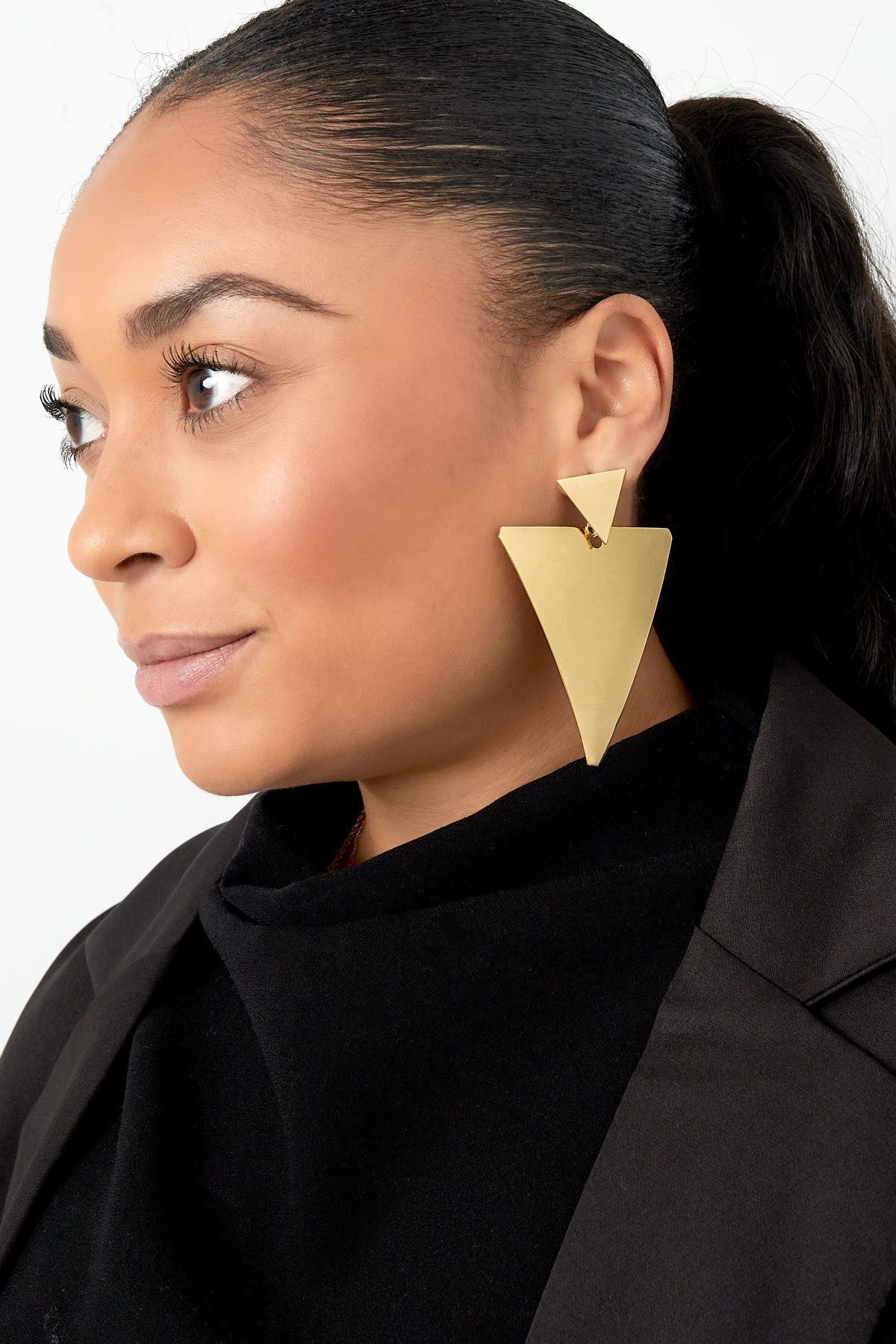 Double triangle earrings - gold