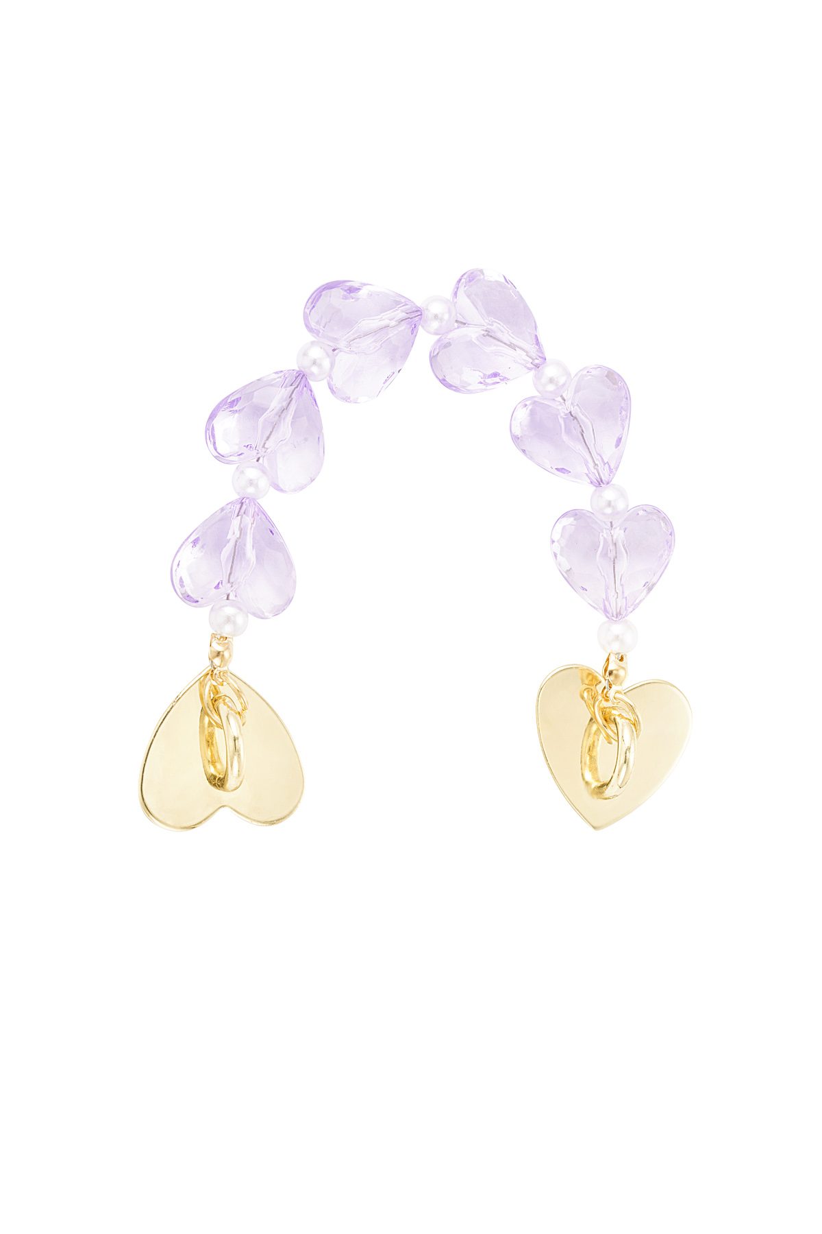 Short telephone cord with hearts - purple