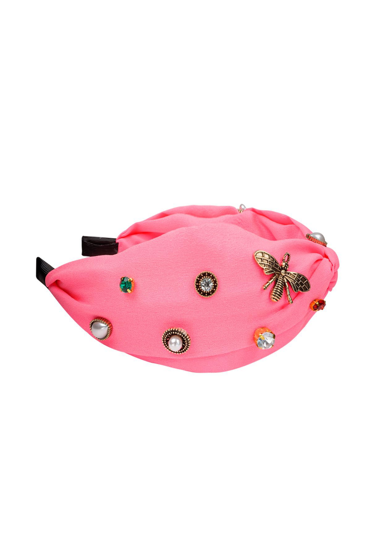 Headband stones and bees - pink