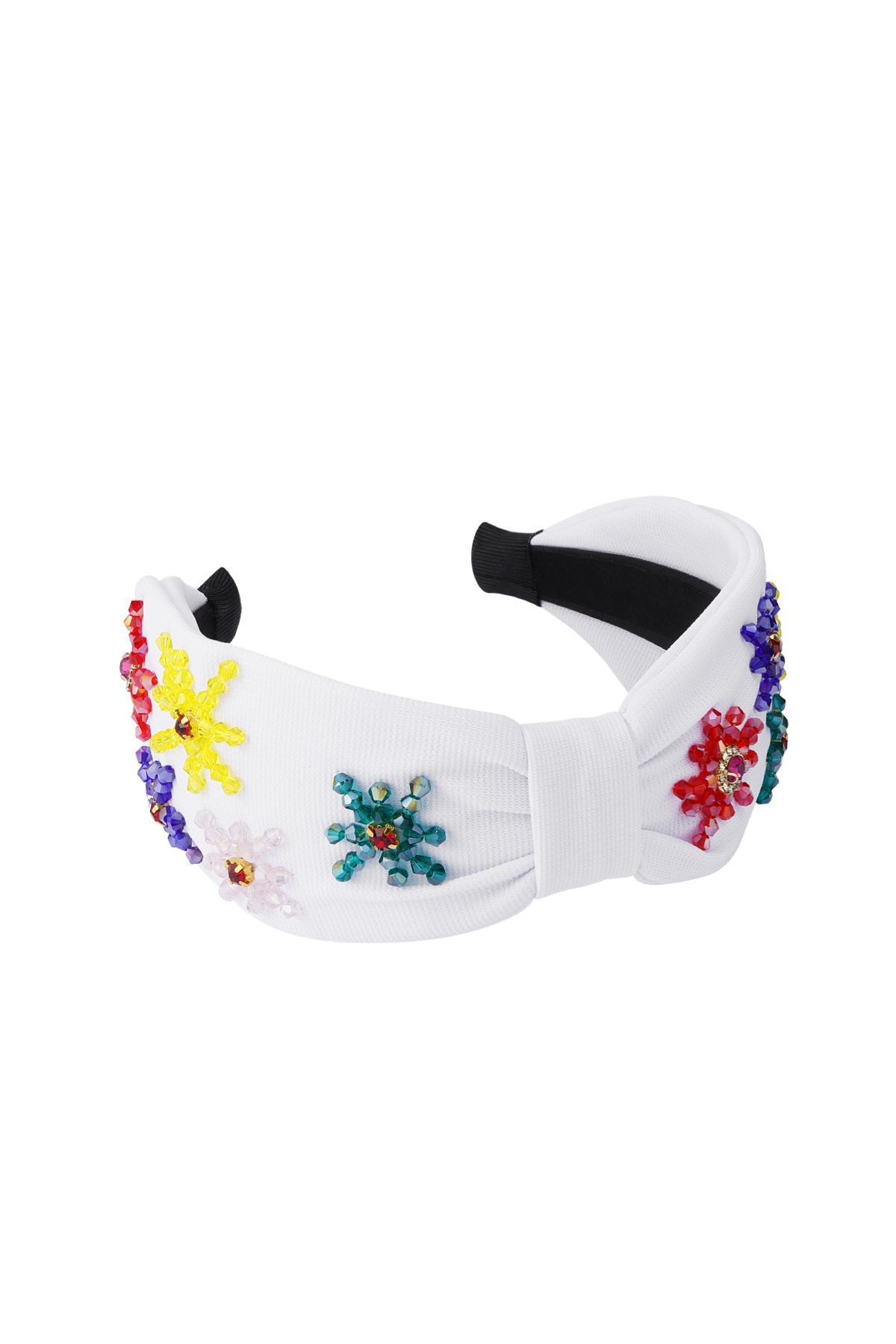 Headband White Colored Flowers - Polyester
