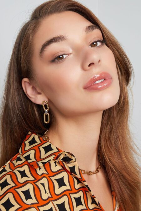 Earrings links elongated - Gold color