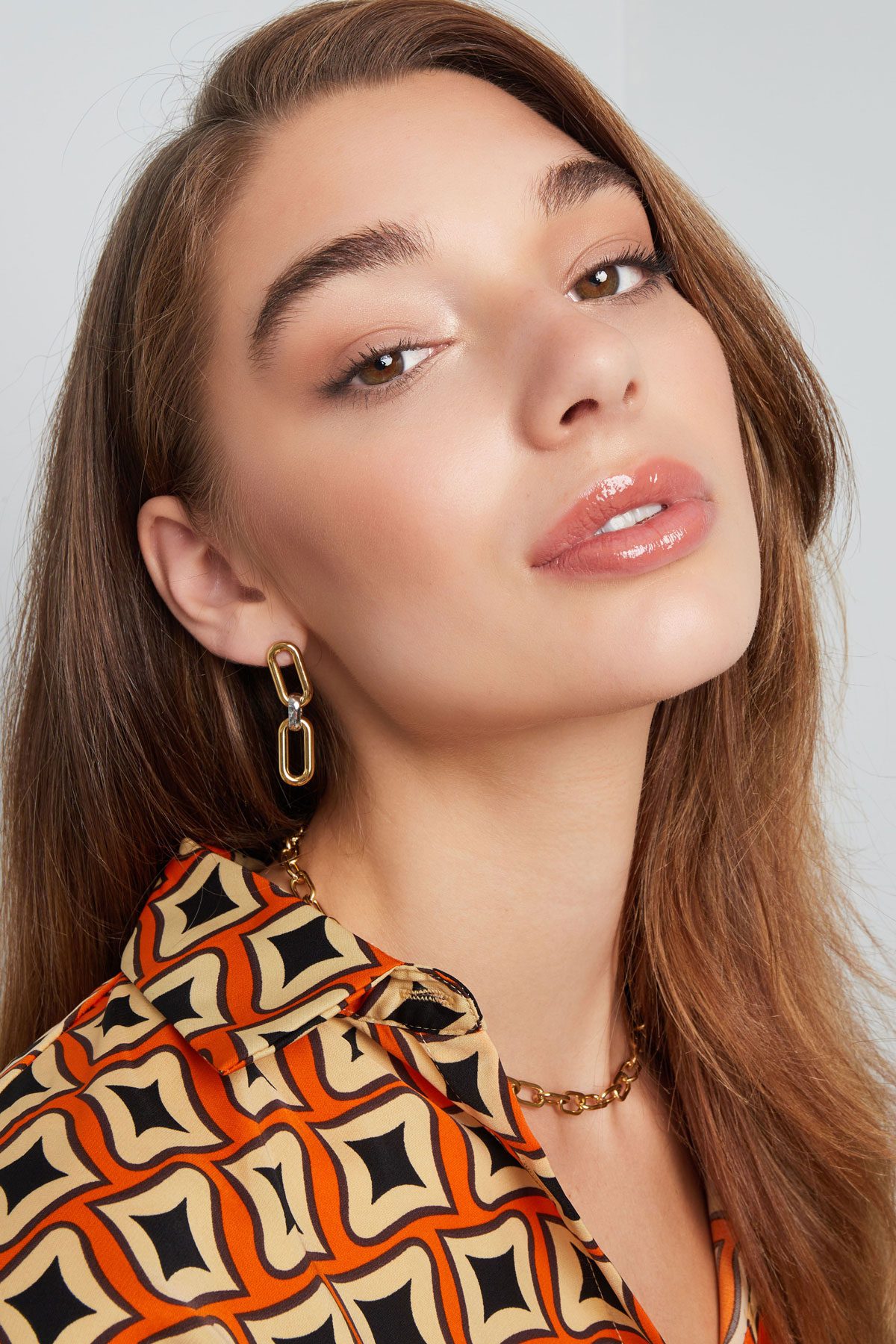 Earrings links elongated - Gold color