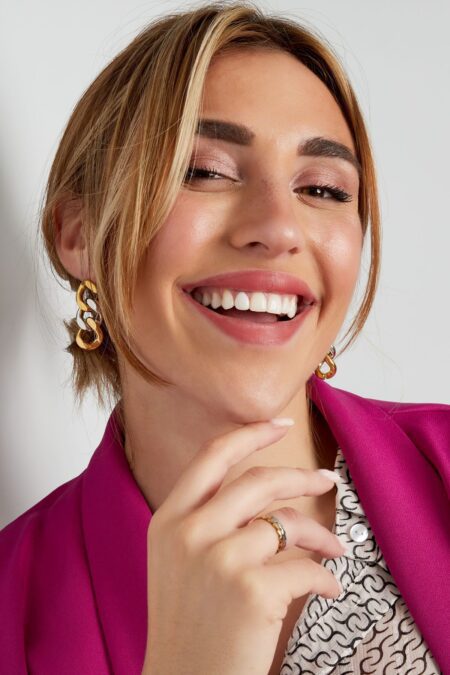 Earrings 3 links - silver/Gold color