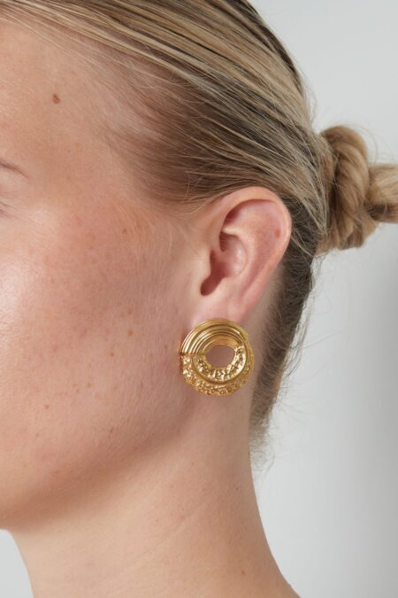 Earrings structured round - Gold color