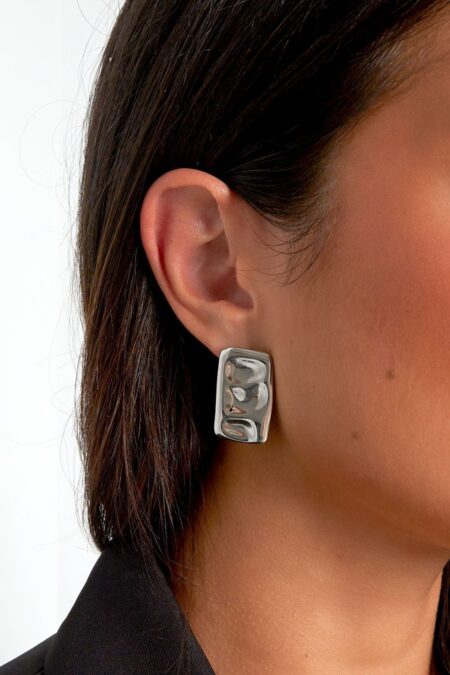 Subtle Texture earrings - Silver Color color