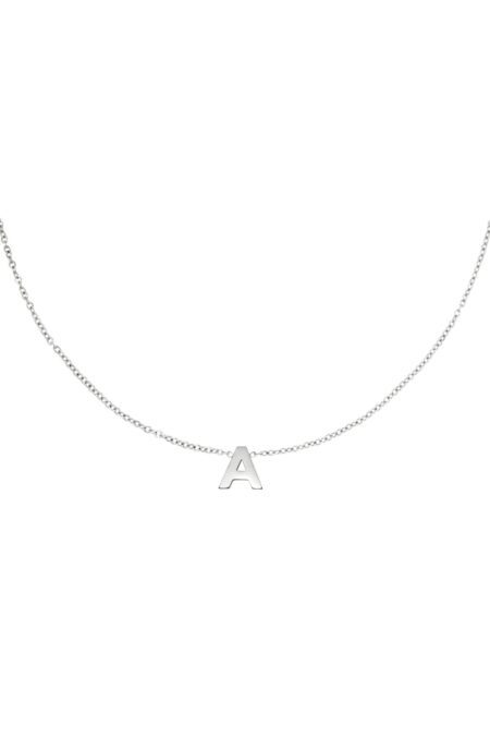 Stainless steel necklace initial A Silver color