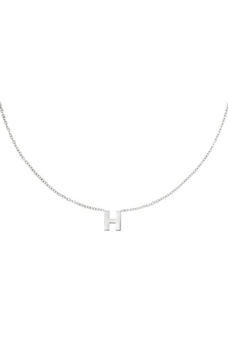 Stainless steel necklace initial H Silver color