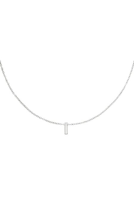 Stainless steel necklace initial I Silver color
