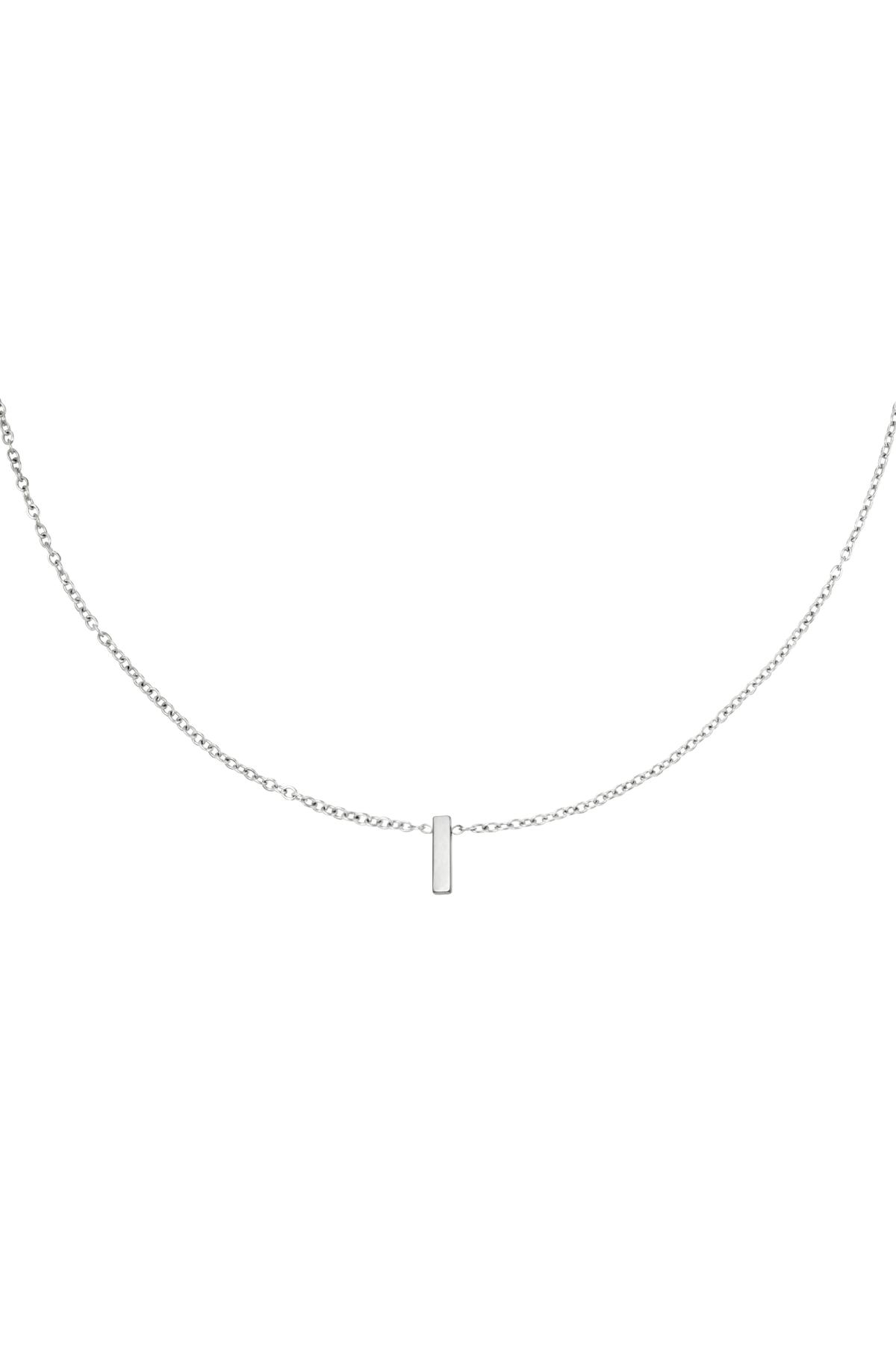 Stainless steel necklace initial I Silver color