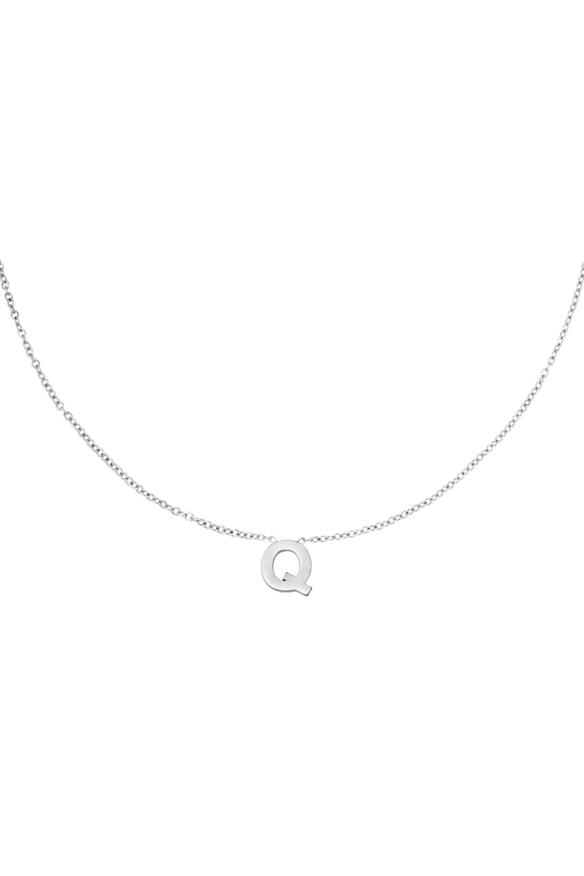 Stainless steel necklace initial Q Silver color