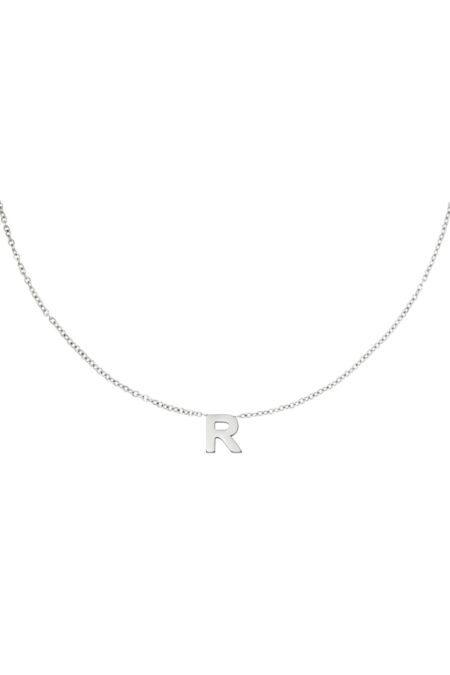 Stainless steel necklace initial R Silver color