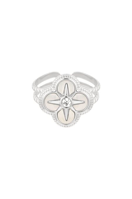 Ring clover white - Silver Color color - One size