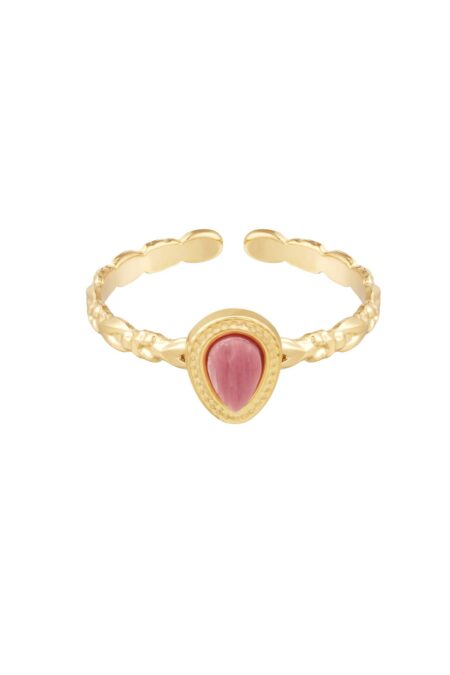 Ring with graceful shape and stone - pink - One size