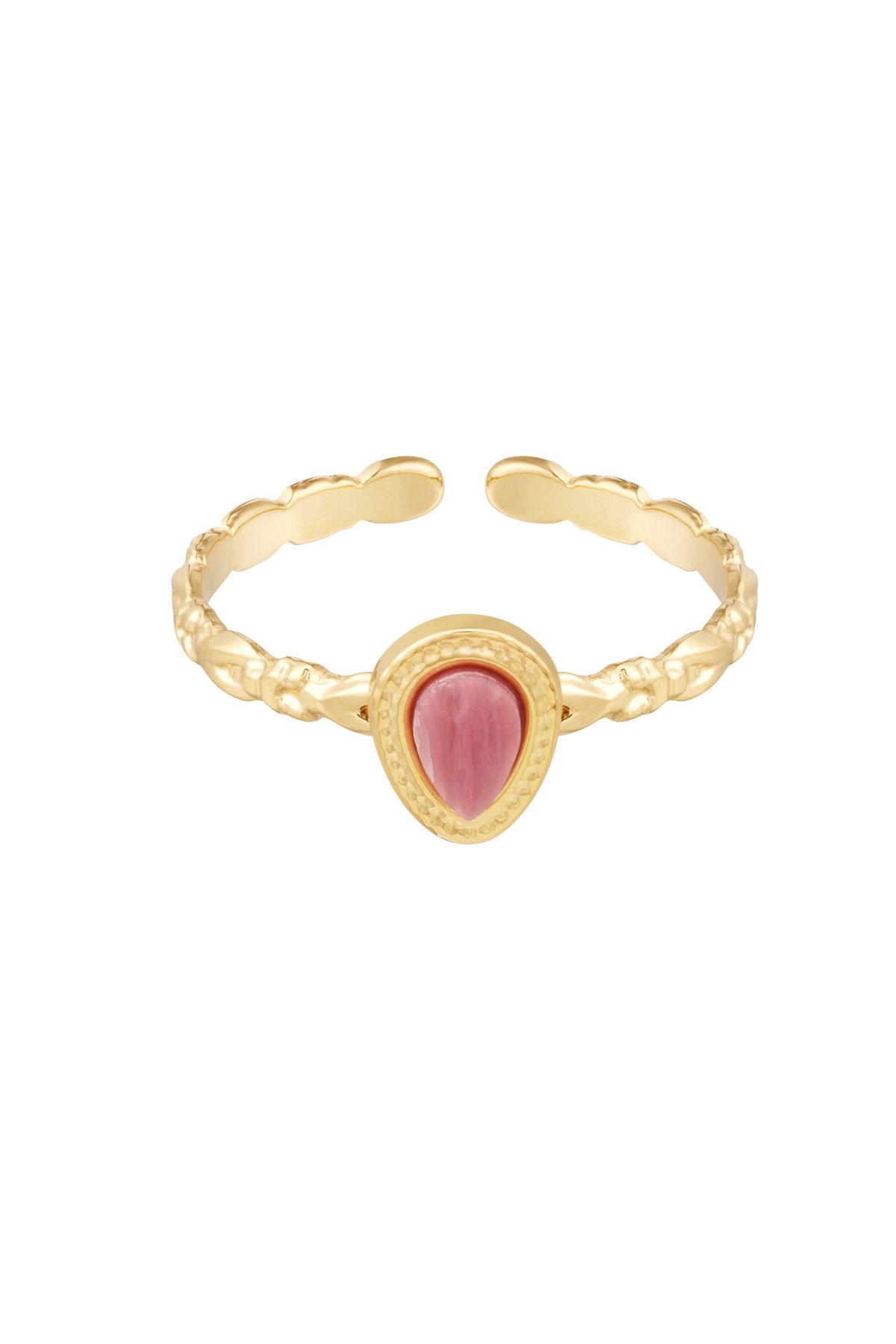 Ring with graceful shape and stone - pink - One size